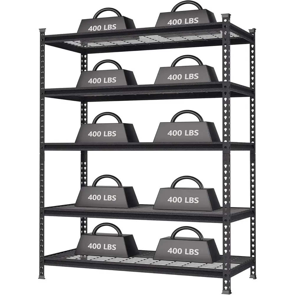 

5-Tier Heavy-Duty Metal Storage Rack, 48W x 24D x 72H, Adjustable Shelving Unit, 4000 lbs Capacity, Ideal for Garage, Kitchen, a