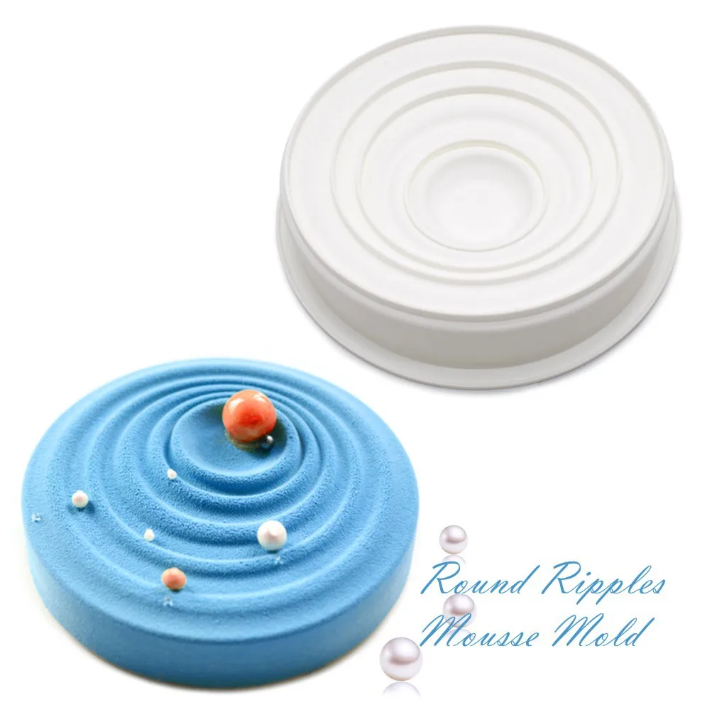 Round Corrugated Big Flower Mousse Cake Mould Taiji French Dessert Silicone Mold DIY Chocolate Pudding Baking Desserts Tools