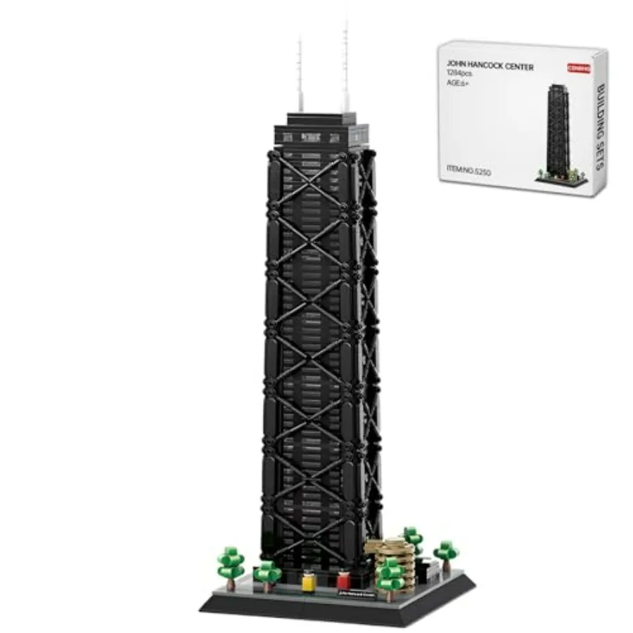 

Набор строительных блоков John Hancock Center Chicago Architecture Model Building Blocks, 1284 детали, коллекция Skyline Toy для взрослых, синий и серебристый цвета.