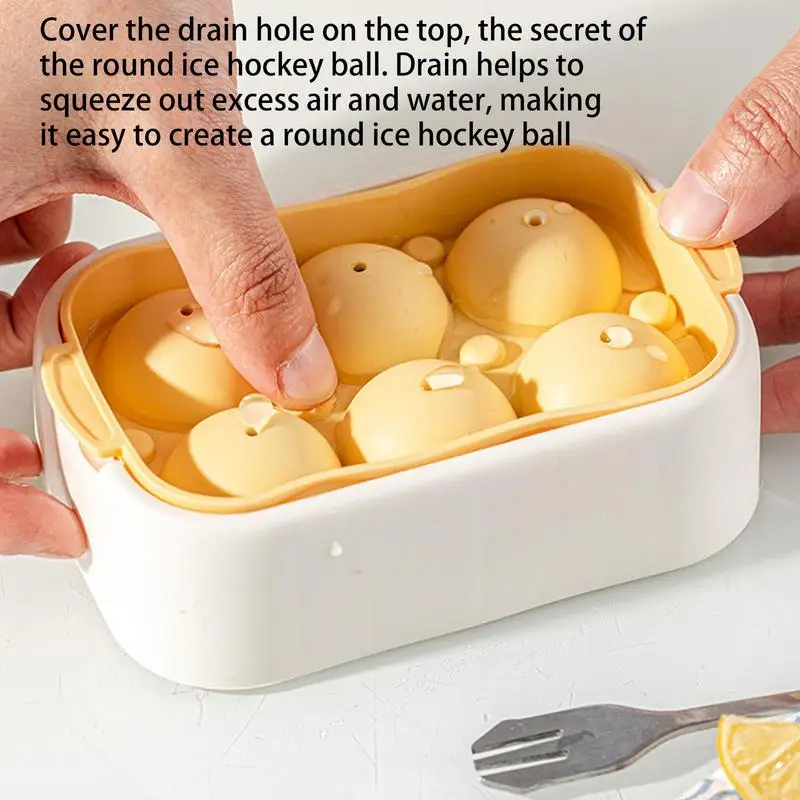 Ice Cube Trays For Freezer Spill-Resistant Ice Tray With Bin 6 Holes Ice Freezer Container With Lid Ice Cube Storage Container