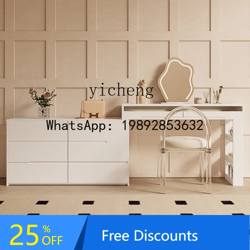 

solid wood dresser chest cabinet bedroom retractable makeup table storage cabinet