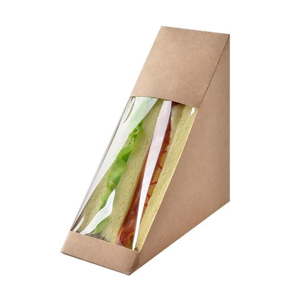 10 Pieces x Home Restaurant Catering Supplie 12.2*7.5CM Sandwiches Container Kraft Paper Take Out Food Lunch Box