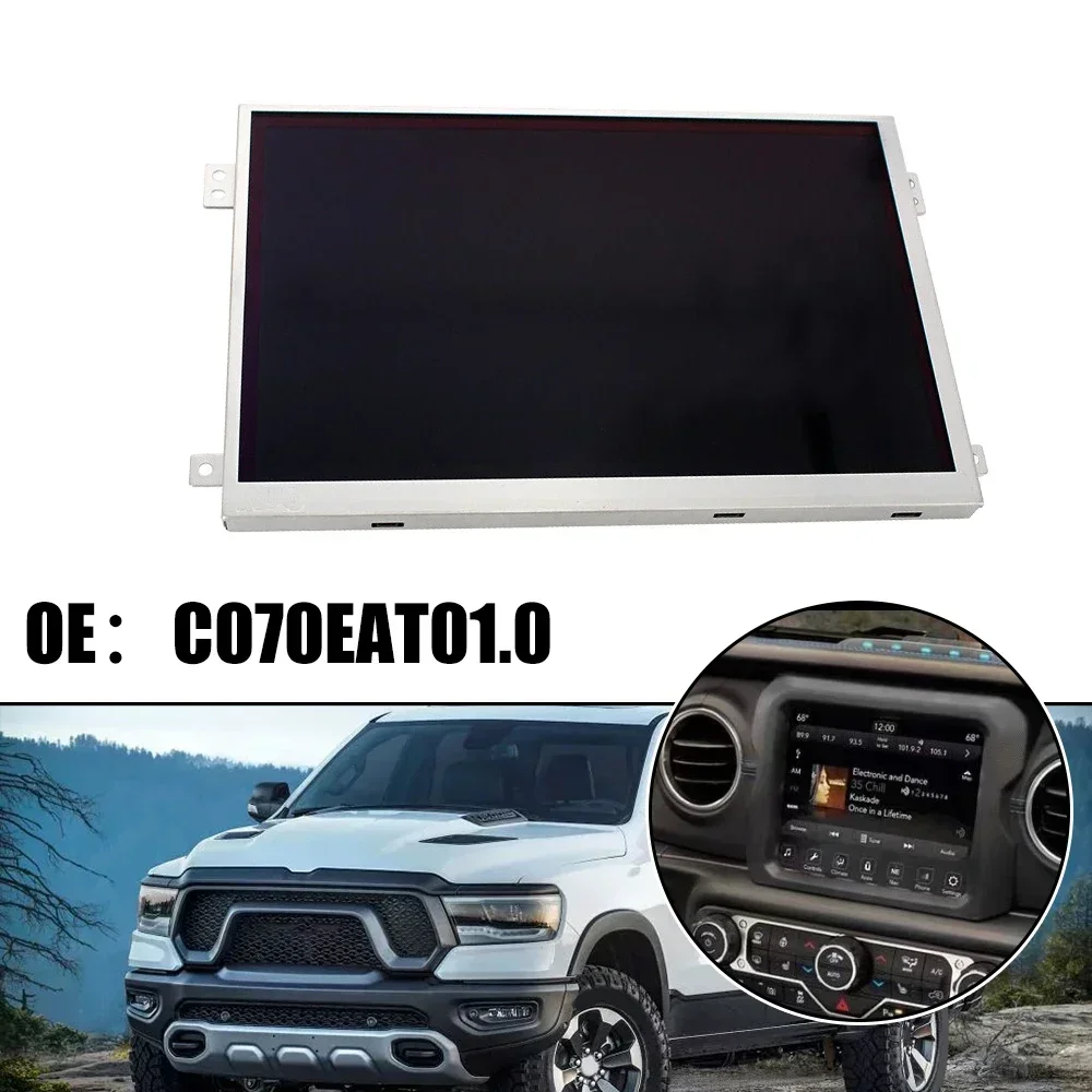 

7inch LCD Display W Touch Screen For VP2 Radios For Jeep For Dodge For Ram 2018-22 C070EAT01 Silver Tone Black Glass Metal