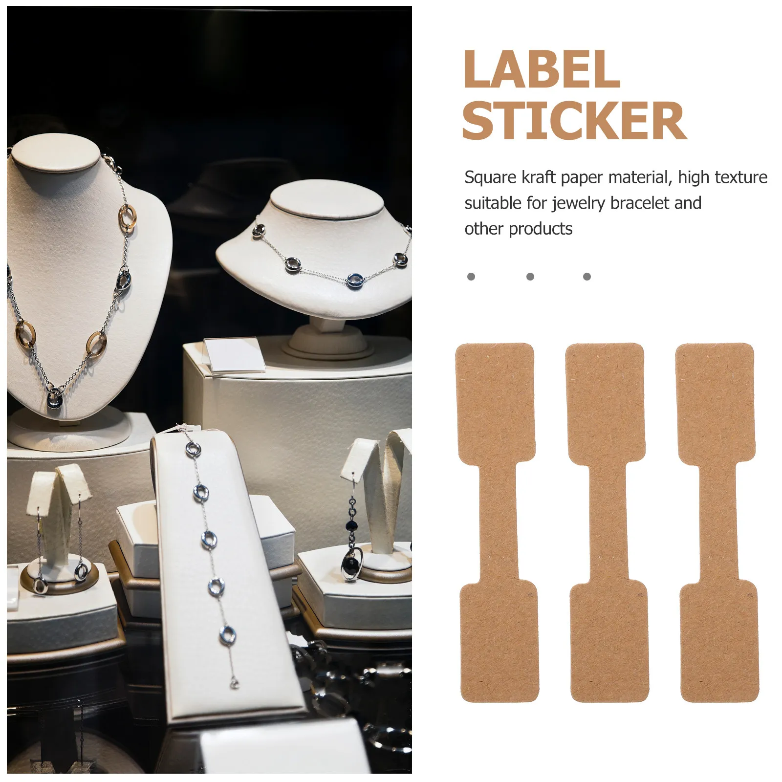 500Pcs Kraft Paper Price Tags for Jewelry Blank Adhesive Label Stickers Writable Jewelry Identification Stickers for Earrings