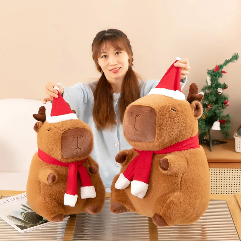 

Милая рождественская кукла-капибара, плюшевая игрушка, мягкая хлопковая плюшевая кукла из полипропилена, Рождественский подарок, подарок на день рождения