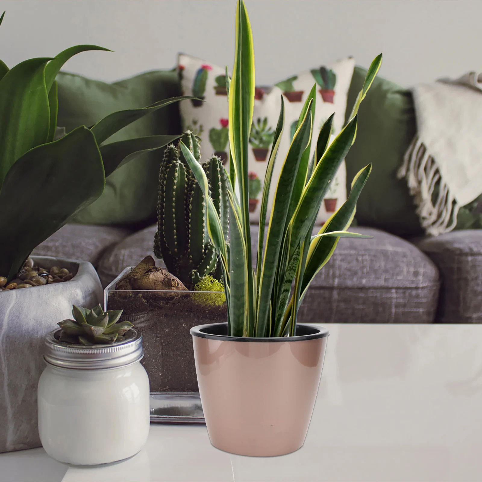 

1pc Automatic Water Absorption Flower Pot Plastic Vertical Grain Durable Chic Office Decor Indoor Outdoor Use