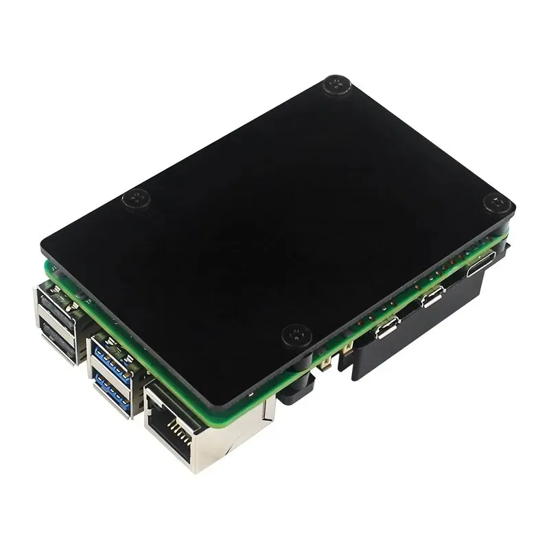 Raspberry Pi 5 Aluminum Case Passive Cooling Shell Enclosure With PWN Cool Fan Silicone Heatsink Radiators for Raspberry Pi 5