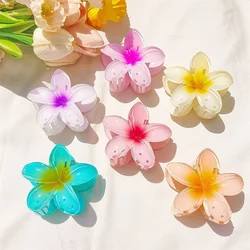 Girls Colored Egg Flower Beach Holiday  With Large 8CM Plastic Gift Flower Barrettes Fashion Hair Accessories Claw Clip Sweet