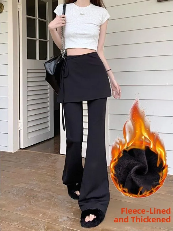 

Ele Bla повседневные брюки с высокой талией, женские модные съемные широкие брюки, зимняя коллекция для поездок на работу