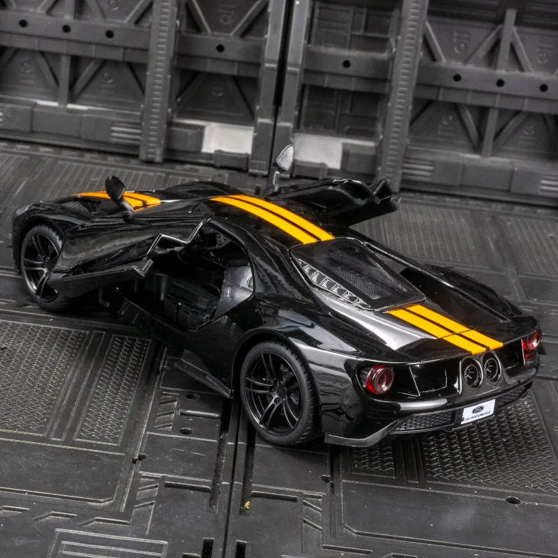 1:32 2017 Ford Gt Sportwagen Hoge Simulatie Diecast Metalen Legering Model Auto Geluid Licht Terugtrekken Collectie Kinderen Speelgoed Geschenken