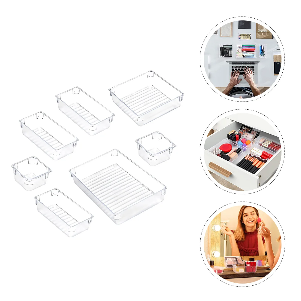 7 Pcs Storage Box Jewelry Cosmetics Organizer Holder Dust-proof Container Make-up Organiser Case Plastic