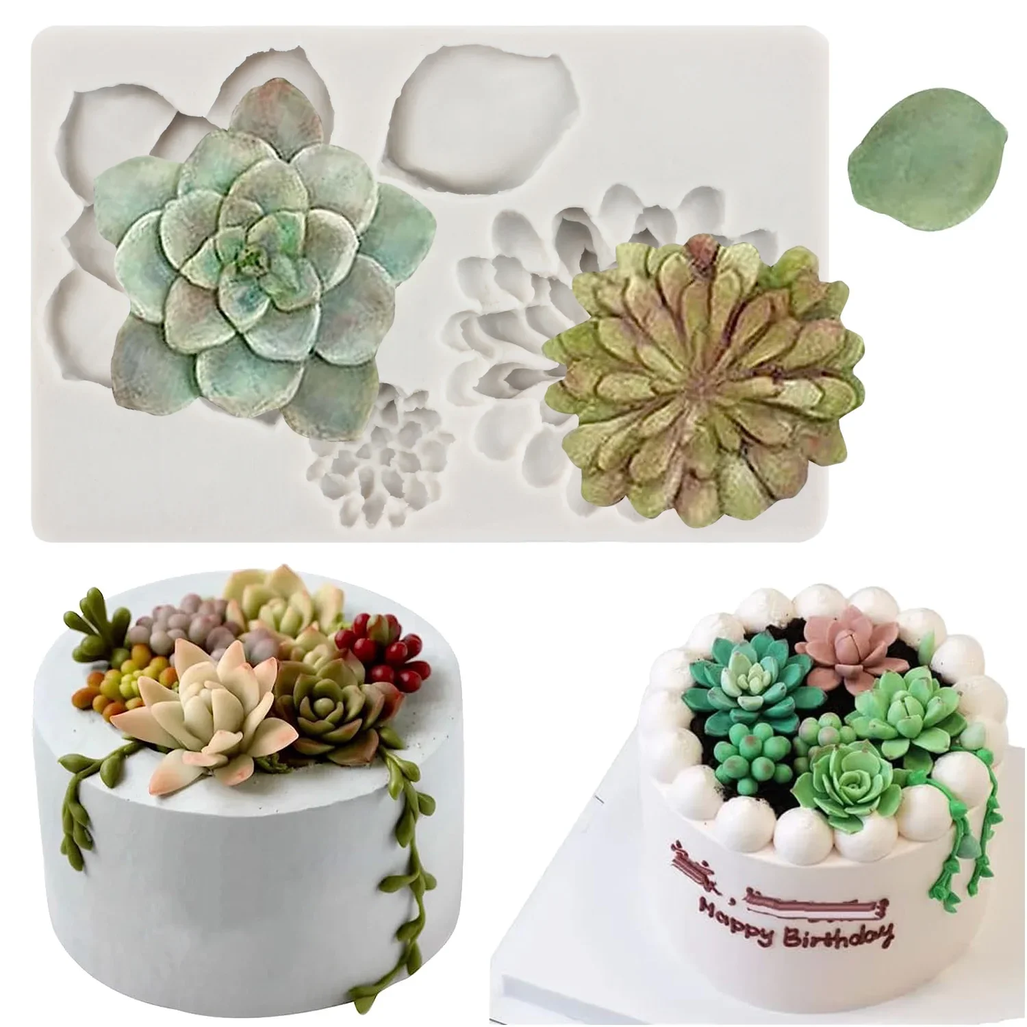 

Cactus Silicone Mold Succulent Leaves Fondant Cake Decorating Tools Cupcake Topper Polymer Clay Candy Chocolate Gumpaste Moulds