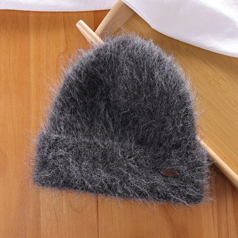 2024 New High Quality Alpaca Wool Beanies for Women Warm Soft Cute Plush Winter Hat White Thickened Protection Knit Hat