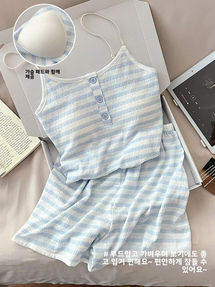 

Sexy Striped Strap Modal Cotton Women's Spwear Set Summer Fre Sle Indoor Outdoor Wear Comfortable Breathable Underwear