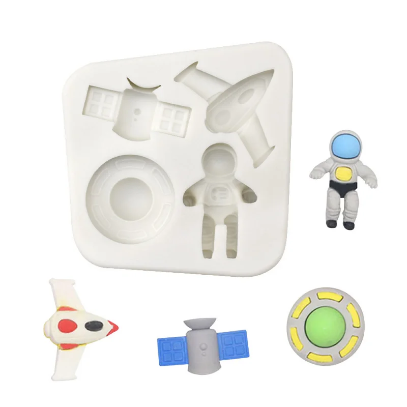 Astronaut Satellite Rocket Aircraft Multi-Fondant Silicone Mold Cake Chocolate Decoration Baking Tool