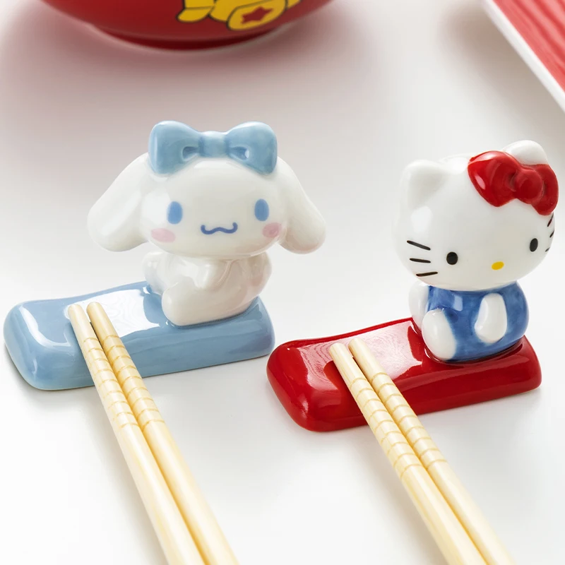 Sanrio Ceramic Chopstick Holder Chopsticks Rest Gudetama Pochacco Diy Restaurant Dining Table Decor Knife Fork Chopstick Stand