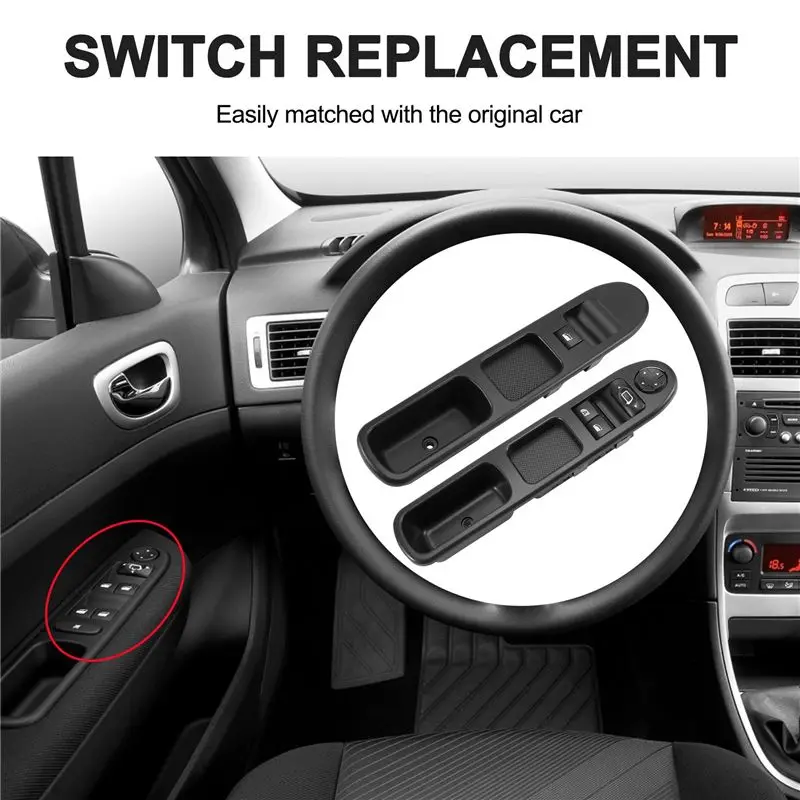 Leading-Edge-2Pcs Driver Side + Passenger Side Electric Power Window Control Switch For 207 2007-2015 6554QC 6490HQ 6554