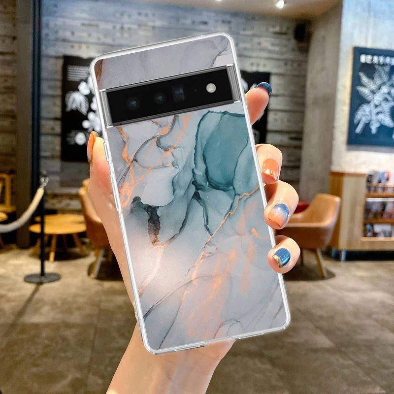 Watercolor Painting Marble Phone Case Cover for Google Pixel 8 7 6 5 4 4XL Silicone 7A 6A 5A 4A 3A 3AXLPro 5G Transparent Shell