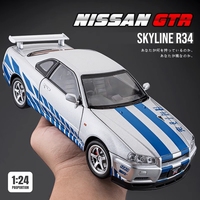 1/24 Nissan Skyline GTR R34 JDM FDJ 35GT-RR Silvia S15 LBWK Racing Car Diecast Metal Rally Miniature Gift For Kid Boy Collection