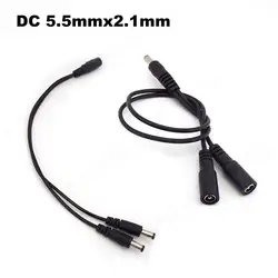 DC 1 Male to 2 Female 2 Male 2 Way Power Adapter Cable 5.5x2.1mm Splitter Connector Plug Extension for CCTV LED Strip Light M20
