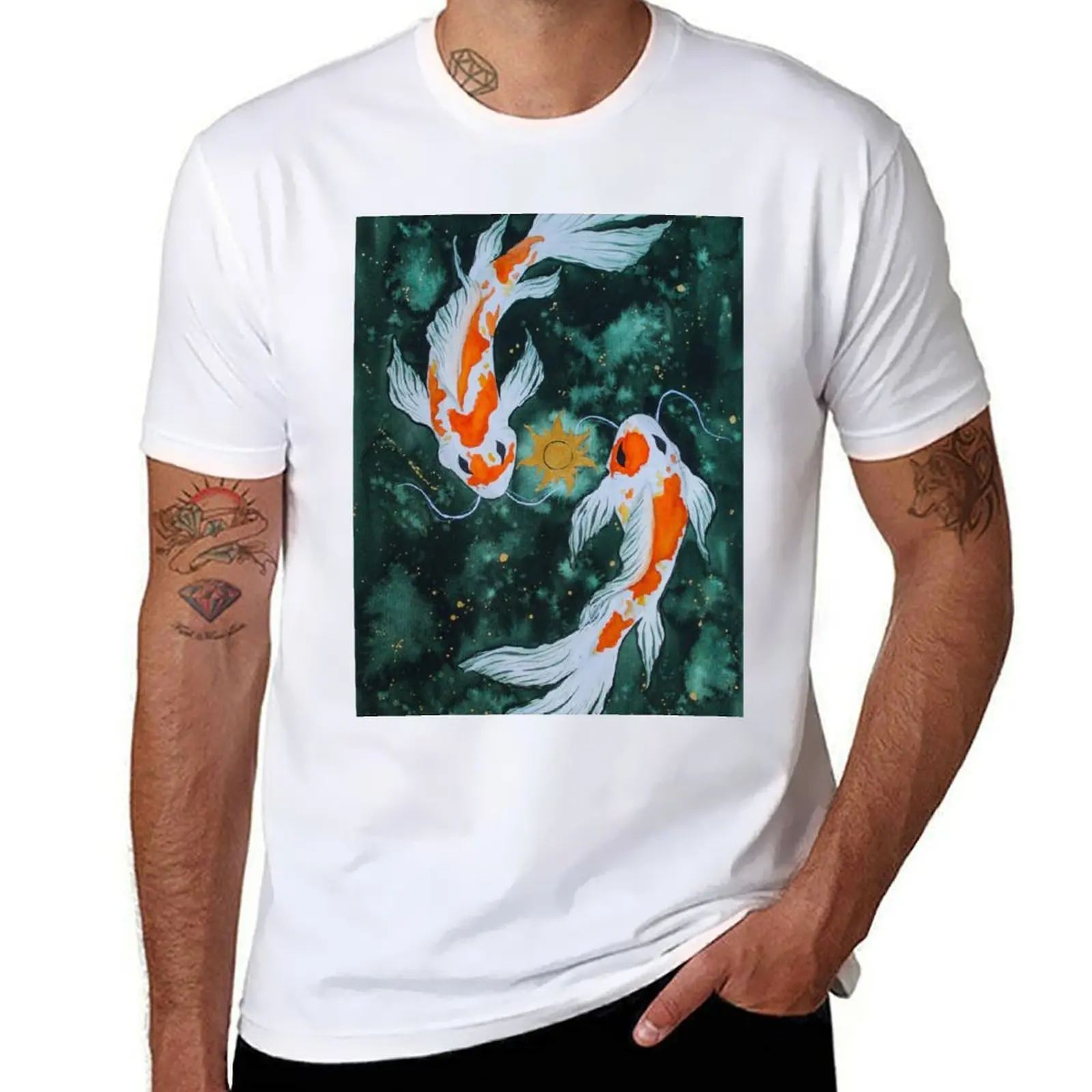 

Pisces zodiac watercolor painting T-Shirt printed t shirts for man t shirts with prints T-Shirt