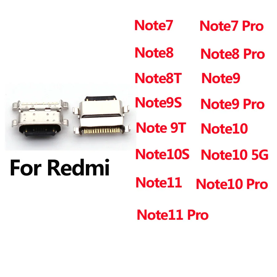 منفذ مقبس شحن USB ، موصل شاحن قفص الاتهام ، قابس ، شاومي ريدمي نوت 7 8 8T 9 9S 9T 10 10S 4G 5G ، 10-weam