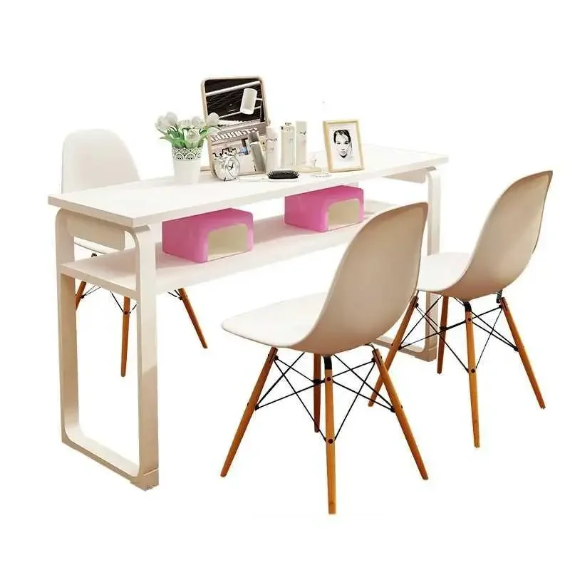 

Exquisite Designer Manicure Table White Folding Service Receptionist Desk Stainless Nailtech Schminktisch Nail Furniture