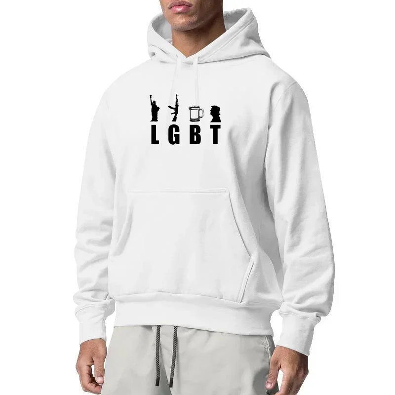 Liberty Guns Beer Trump Hoodies LGBT Parody Funny Trump Sweater Harajuku Hooded Sweatshirt Graphic Mens Long Sleeve Pullover