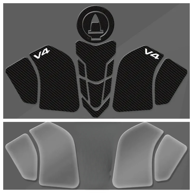Tank Pad Protector Transparent Fishbone Sticker From 3D Epoxy Resin For Panigale V4 S R Streetfighter V4S 2018-2021,