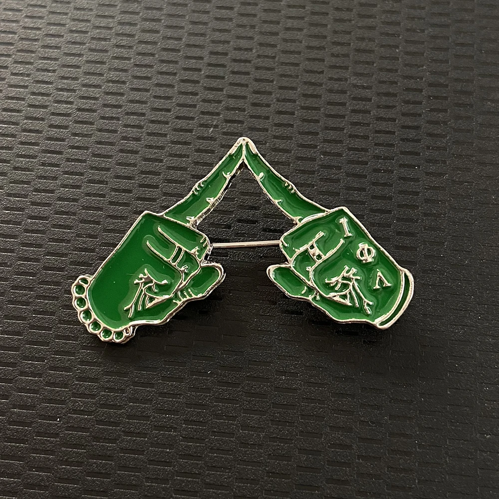 Iota Phi Lambda Women's Green Hand Shape Jewelry brooch