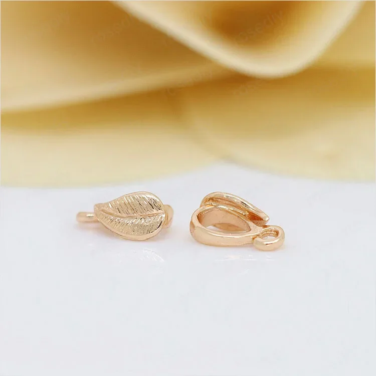 (1535)10PCS 4x8MM 24K Champagne Gold Color Plated BrassTree Leaf Leaves Charms Pendant Connector High Quality Jewelry Accessorie