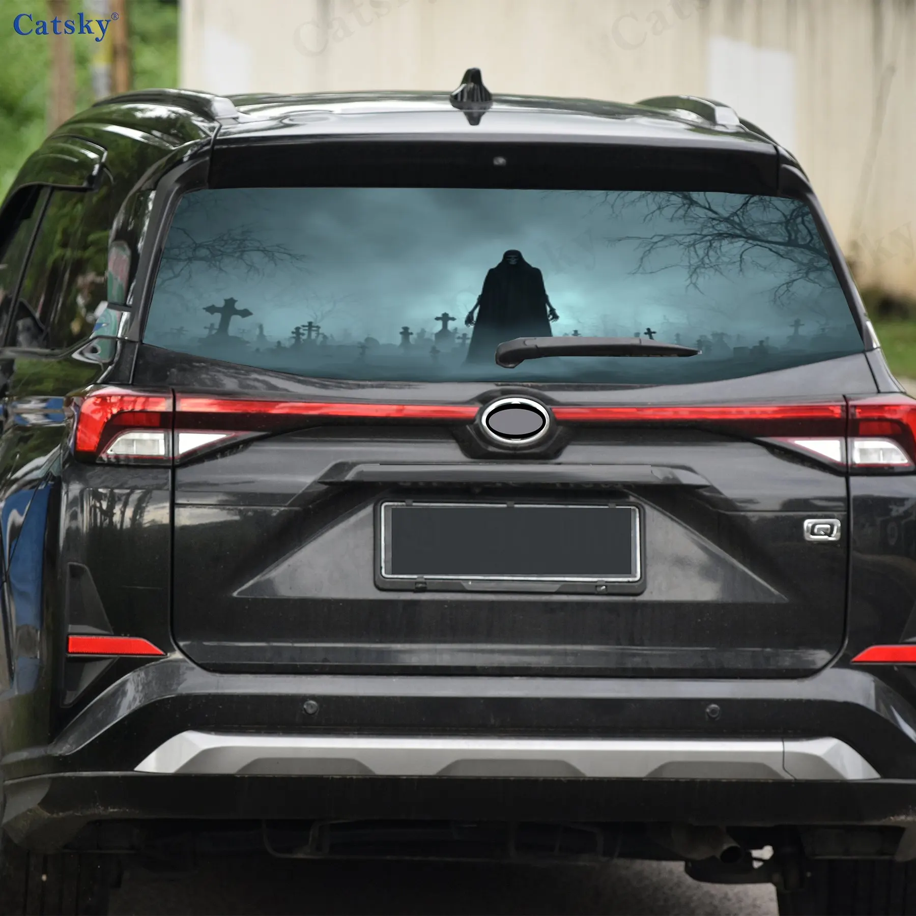ظلال هيكل القبرة مادة PVC ملصق نافذة السيارة الخلفي المقاوم للماء ذاتي اللصق، سهل اللصق دون السقوط، وات #4