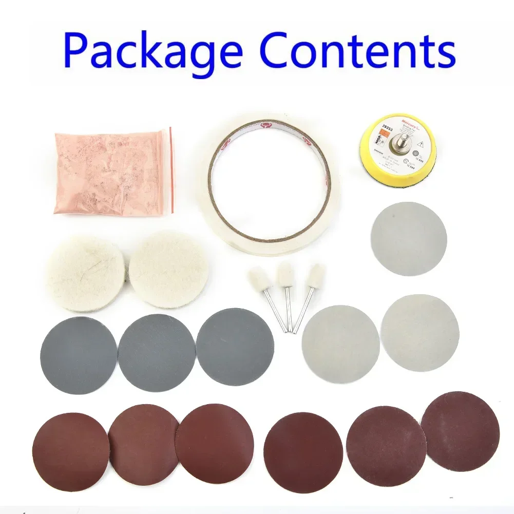 20Pcs/Set Watch Glass Polishing Kit Glass Cleaning Scratch Removal Polishing Pad And Wheel 50mm Backing Grams Cerium Oxide Powde