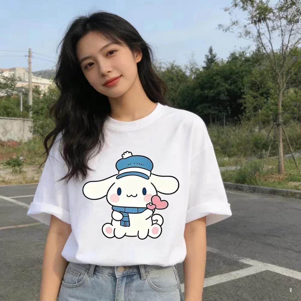 2026 New Cinnamon Roll Sailor Hat Heart Shaped Cartoon Print T-shirt Family Comfortable and Loose Women's Kids Summer T-shirts