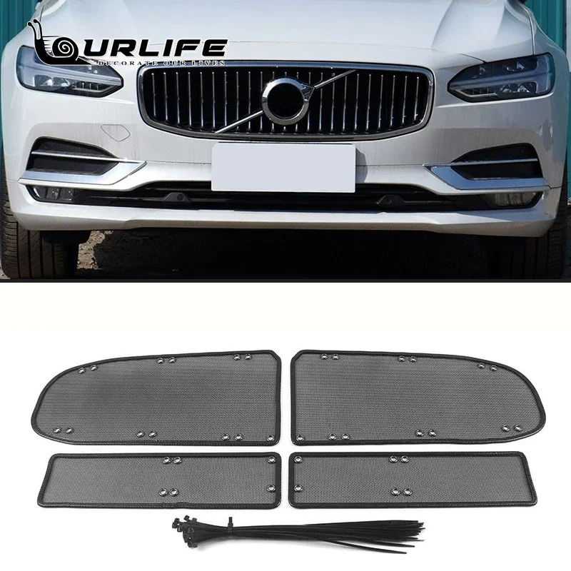 For Volvo S90 2016-2020 2021 Front Grille Insert Net Anti-insect Dust Garbage  Cover Stainless Screening Mesh Car Accessories