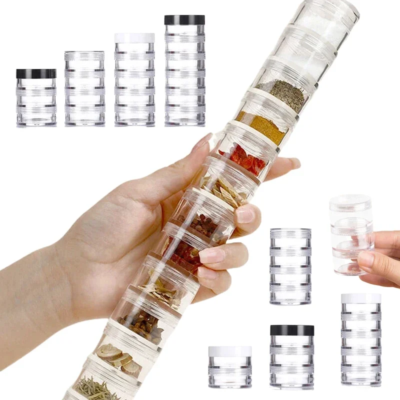 2Pcs 5g/10g Round Clear Stackable Creams Jars Storage Box Empty Mini Cosmetic Containers For Jewelry Nail Art Eyeshadow Crafts