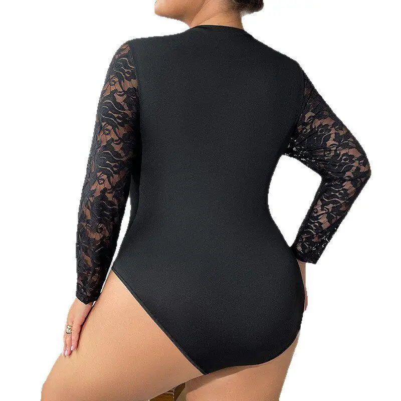 

European Style See-through Large Size Lace Sexy New Model Cross-border All-match Outerwear Onesie Hollow-out High-waist Short...