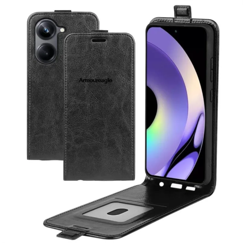 

for oppo realme 10 4g 10 pro plus case magnetic vertical down up flip pu leather card slot guard protector back cover coque