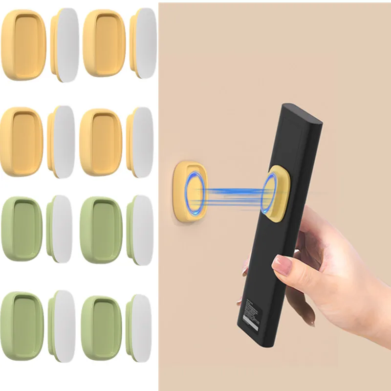 4pcs Remote Control Magnetic Tape Storage on the Wall, No Drilling Required, Wall Mounted, Strong Magnetic Plug Board, Fastener,