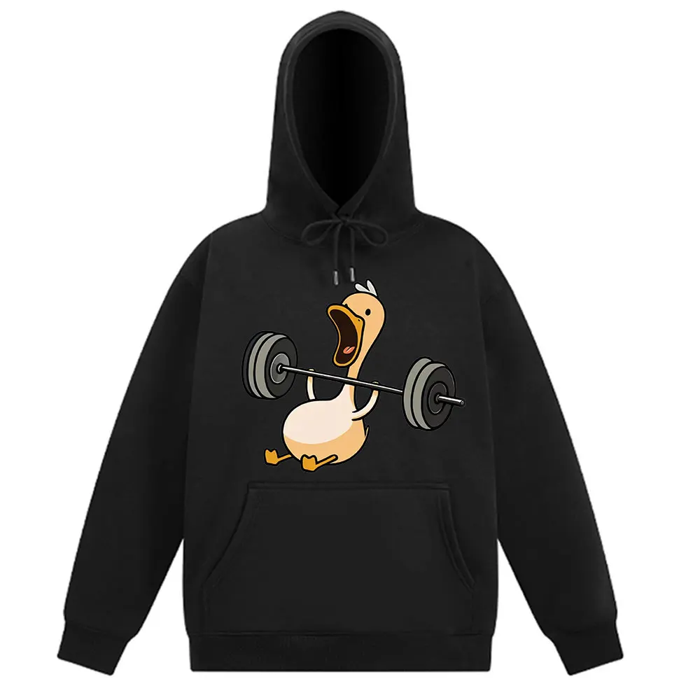 

Funny Cute Gym Duck Weightlifting Workout Humor Graphic Print Hoodie Men Women Oversized Fashion Sweatshirts Harajuku Pullover