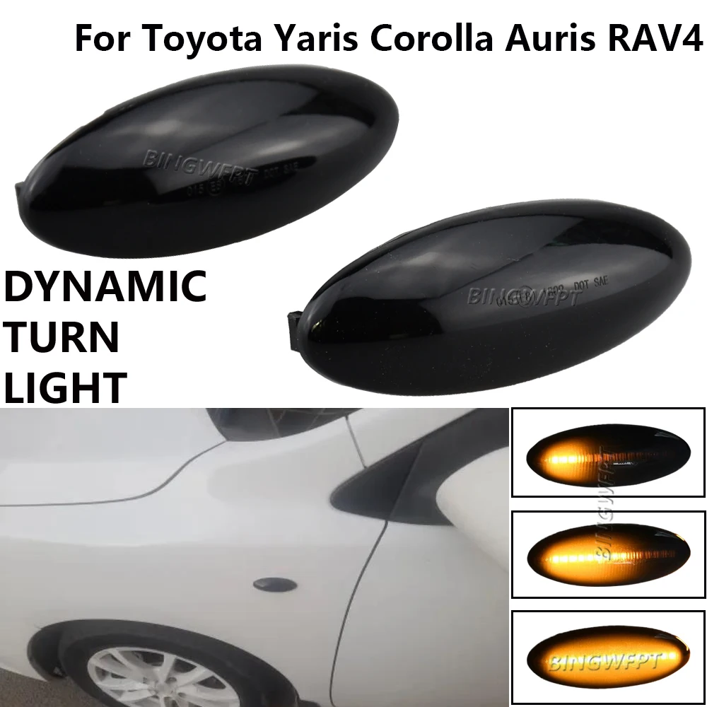 For Auris Corolla 2007-2010 LED Turn Signal Light Dynamic Side Marker Fender Sequential Lamp For Toyota Yaris 05-11 XP90 RAV4 MK
