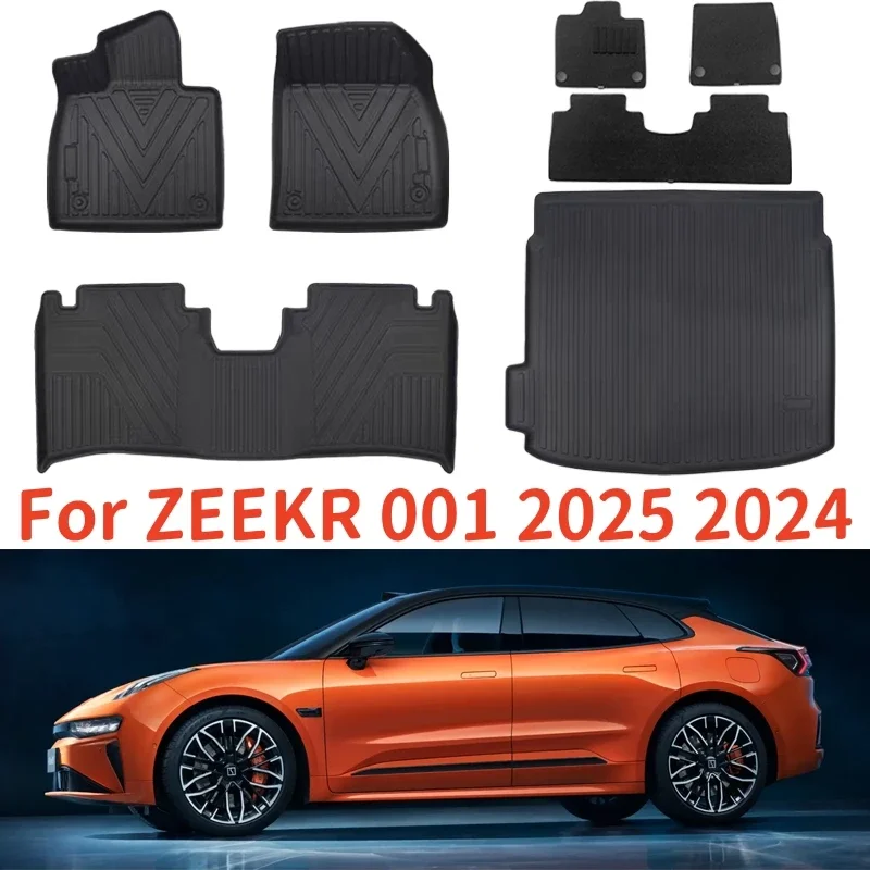 

For ZEEKR 001 2025 2024 TPE Floor Mats & Cargo Liners, All Weather Protection Anti-Slip Double-Layers and Trunk Mats