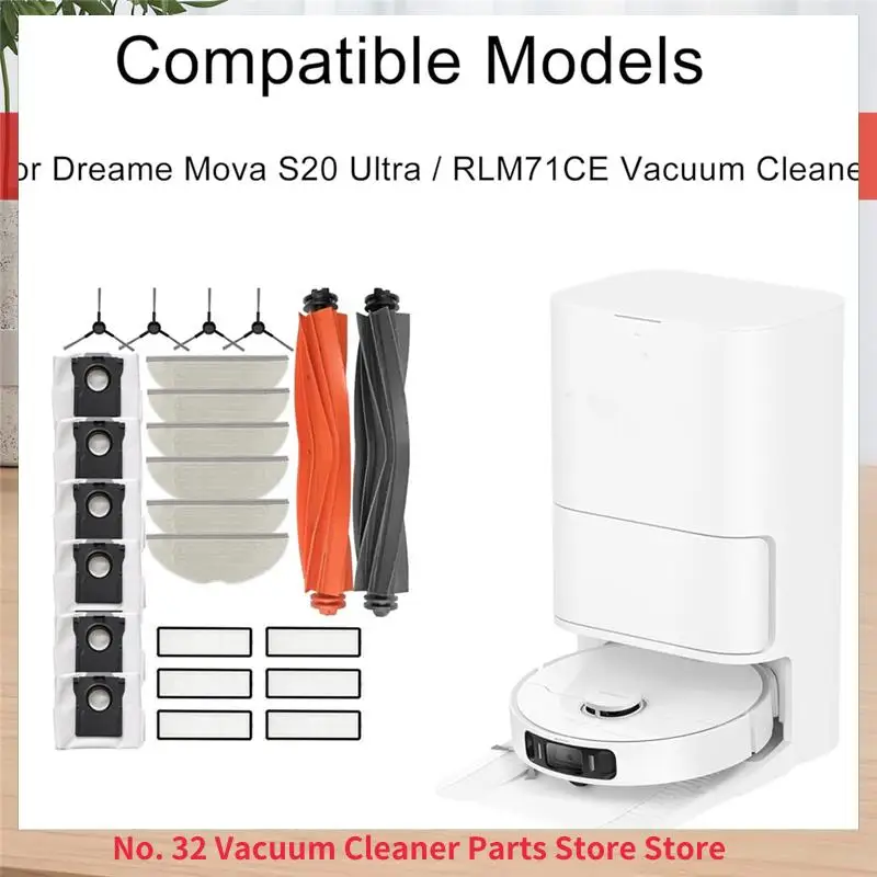 

24PCS Accessories Kit For Dreame Mova S20 Ultra/RLM71CE Vacuum Cleaner Parts Main Side Brush Mop Pads Filters Dust Bags-[2025]