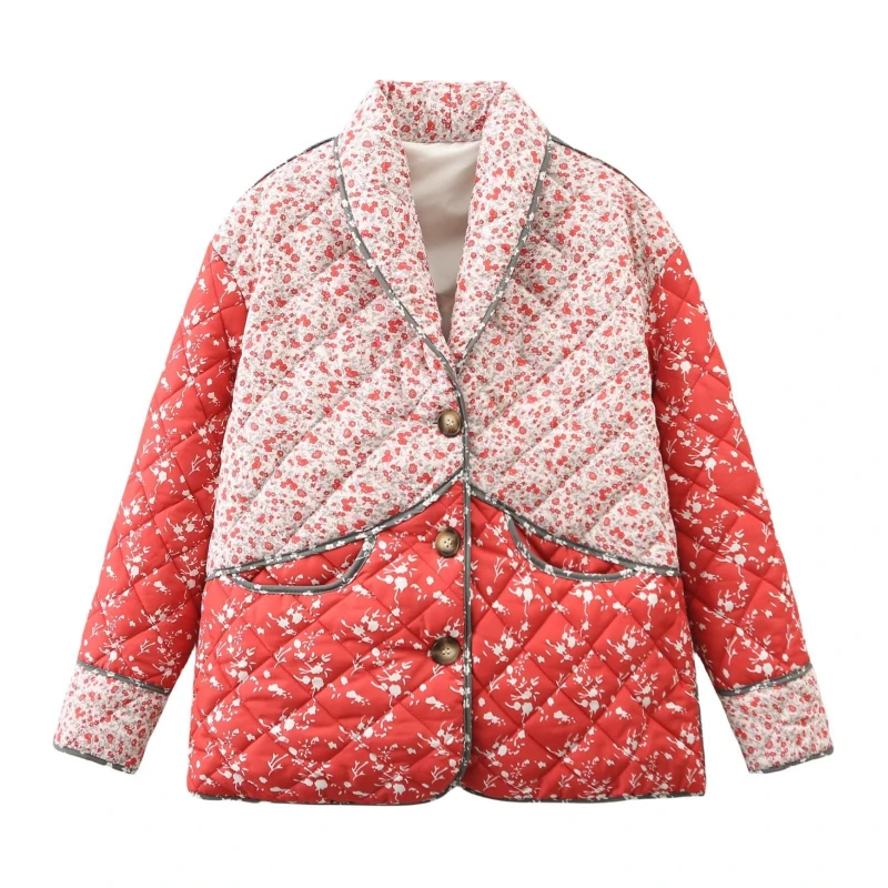 New Women\'s Clothing Ethnic Style Floral Collar Cotton Jacket Printed Cotton Jacket