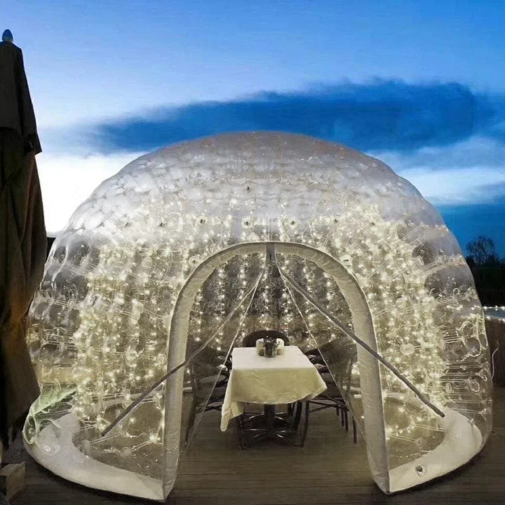 Transparent  Pvc  Big Dome Inflatable Bubble Tent With LED Lights