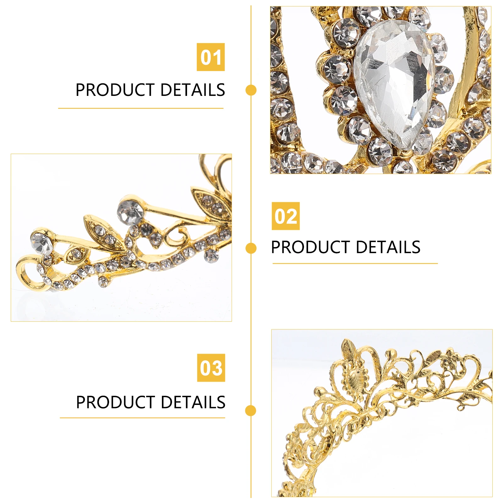 

Rhinestone Crown Wedding Bridal Hair Accessories Alloy Headdress Bride Big Sparkly Elegant Anti rust No Fading Durable Prom