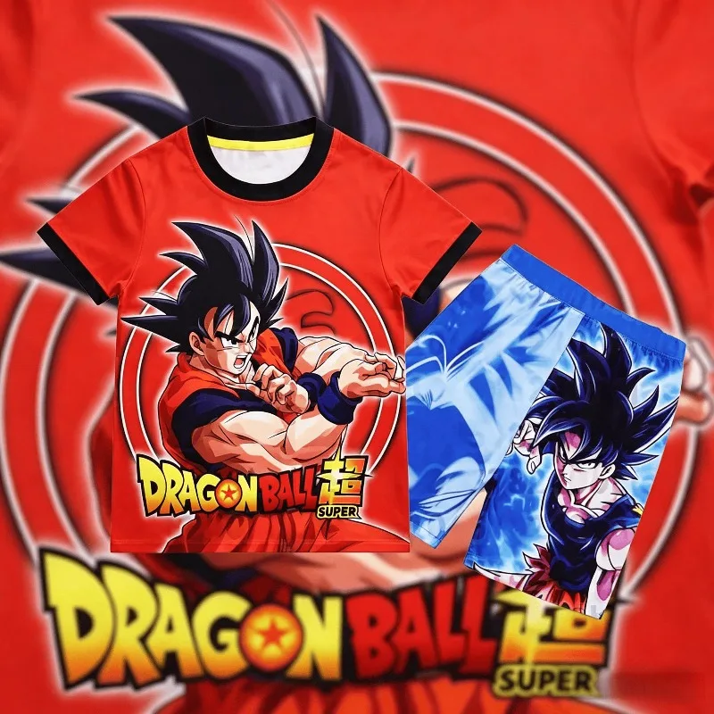 

Latest Goku Super Saiyan Adult and Children's Pajamas Dragon Ball Theme 3D Print Two-Piece Home Wear Set Family Matching Outfits