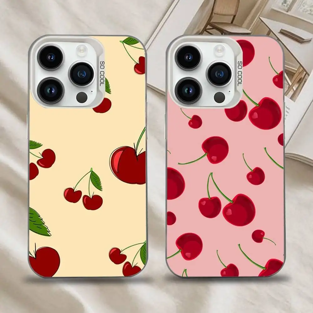 

Retro Cute Cherry Phone Case For iPhone 16,15,14,13,12,11,Mini,Pro,SE,MAX White Matte Shockproof Cover