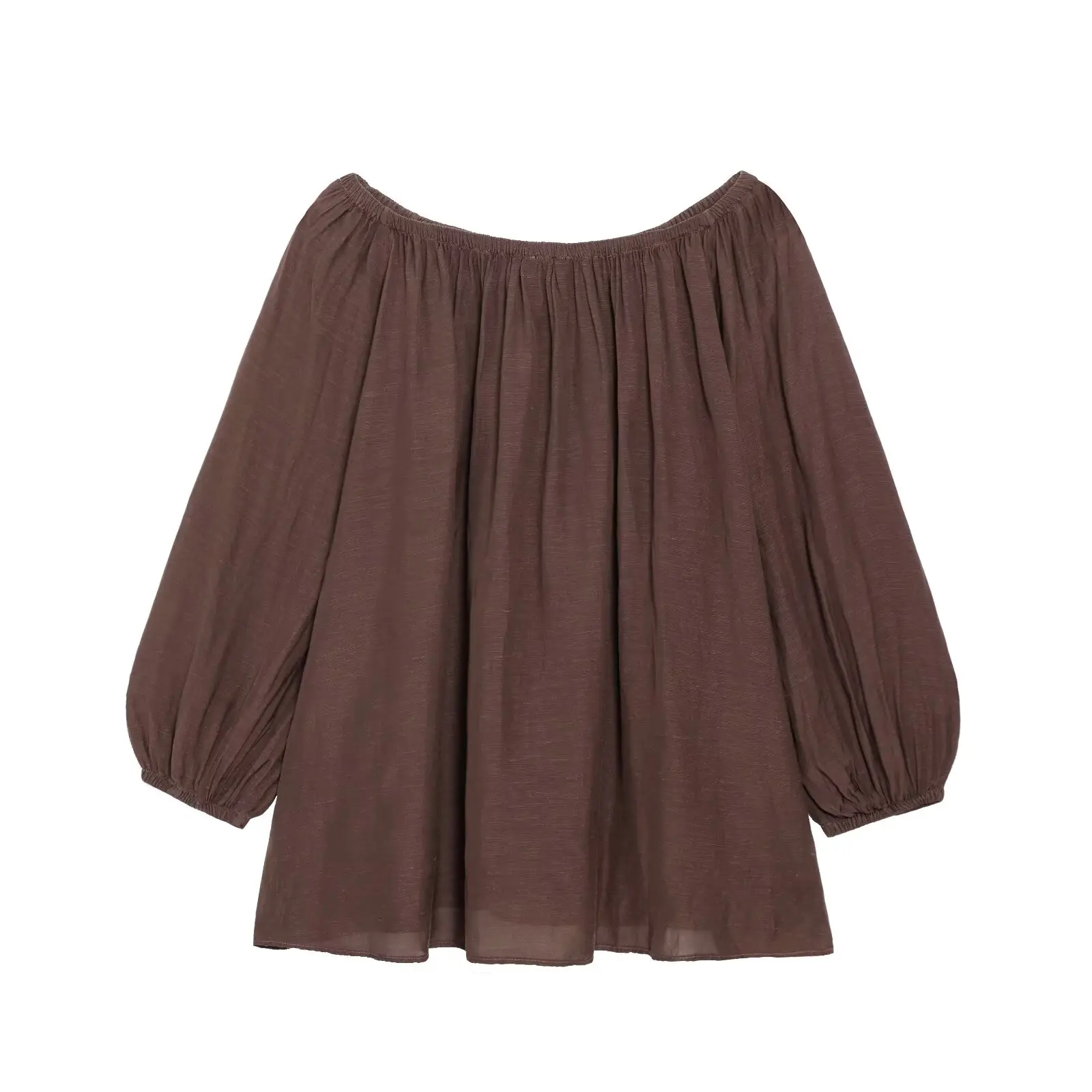 Dave&Di Japanese Style Minimalist One Shoulder Autumn Shirt Coffee Color Elegant Casual Long Sleeve Shirt Tops Blouse Women