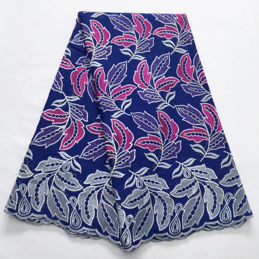 نسيج دانتيل قطن أفريقي - دانتيل سويسري مطرز، أنماط زهور وأوراق شجر نابضة بالحياة للعرائس، فساتين المهرجانات #3